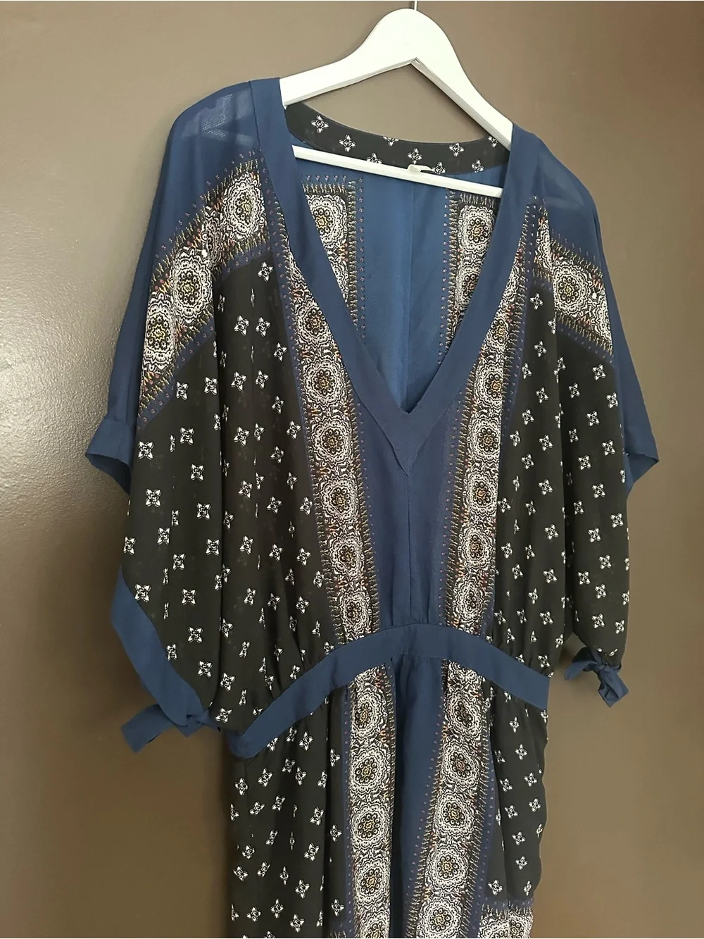 FREE PEOPLE Santa Cruz Printed Kimono Tunic Mini Dress Size Large